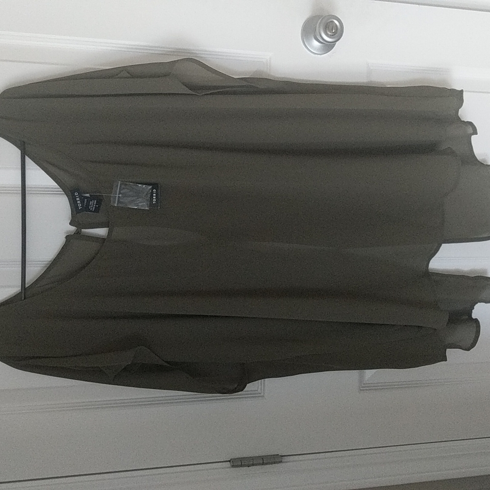 NWT Torrid Olive Green Open Back Blouse